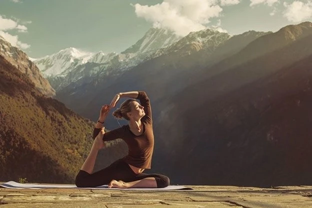 woman doing yoga outdoor