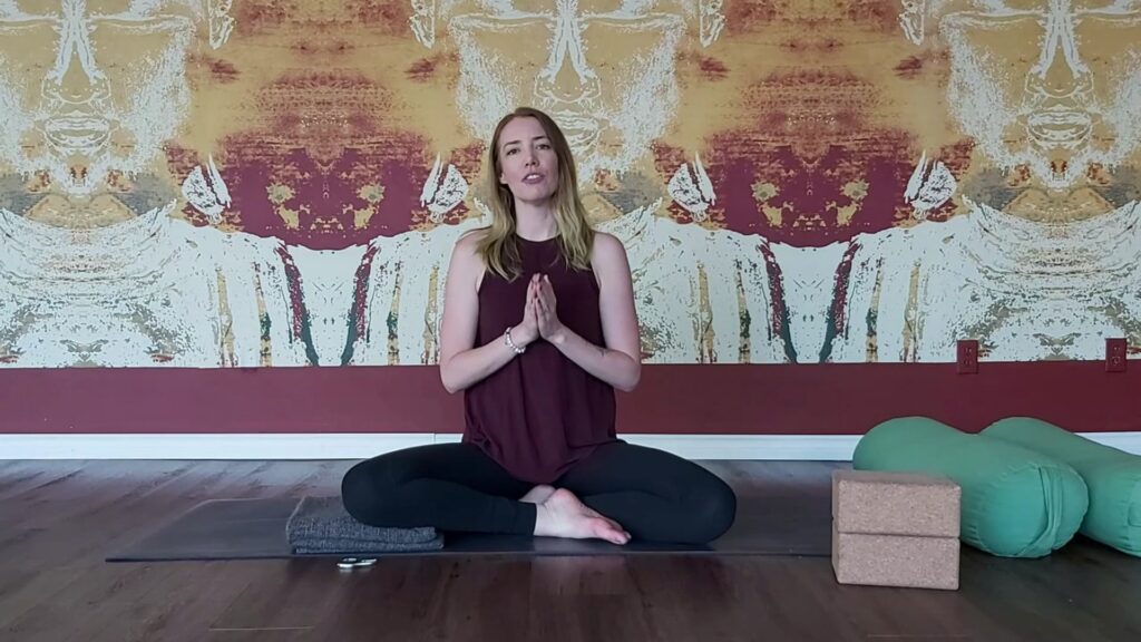 emily seated gentle hatha and restorative vimeo thumbnail
