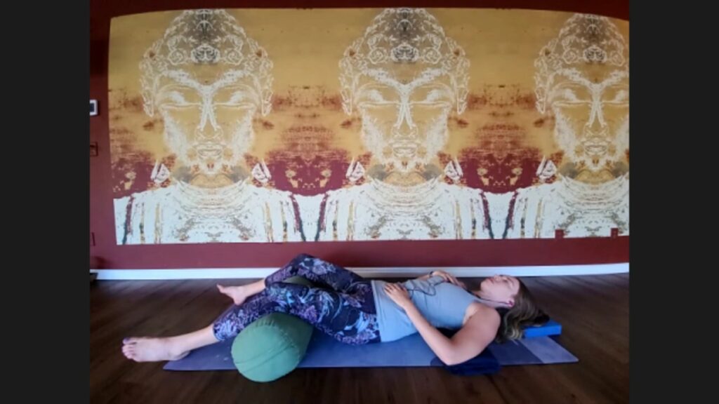 restorative yoga for deep surrending zoom replay vimeo thumbnail